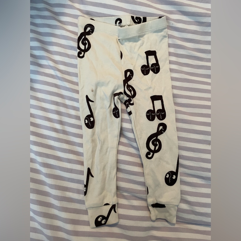 Mini Rodini Black and White Musical Note Print Leggings